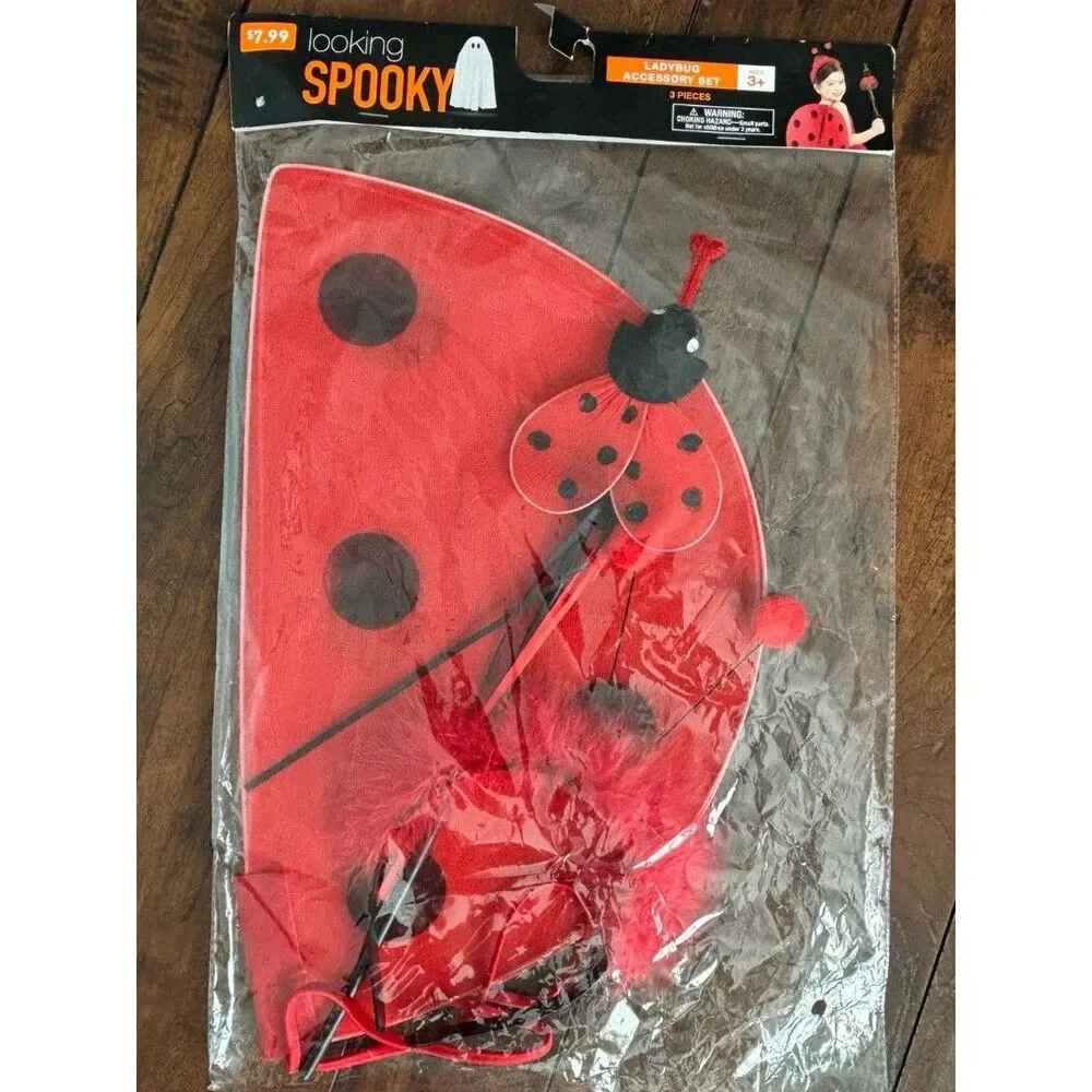 Set of Halloween Costume Accessories Bat, Angel, Laydbug Ages 3+ NEW